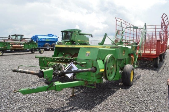 JD338 small square baler w/ 42 kicker, string tie, controls in office