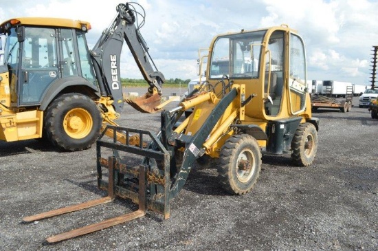 Synergy SWM608 wheel loader w/ 110 hrs, quick att, selling w/ 40'' forks, serial# 2230