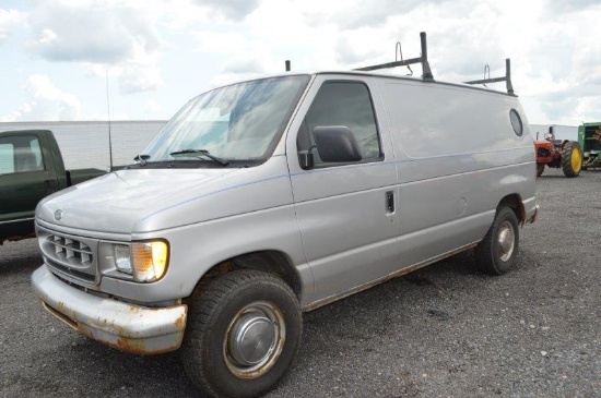 '01 Ford EC2 work van w/ shelving, 79,534 miles, leather seats, roof mounted carrying racks, 8,600#