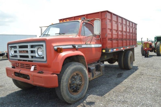 '79 GMC 7000 truck w/ 16' Knapheide grain dump, 427 gas engine, 5 speed w/ hi/lo, air brakes, vin# T