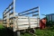 Wooden hay wagon on heavy duty running gear