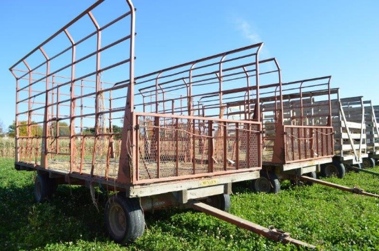 Meyers steel hay wagon w/ wooden floor on Meyers 1000 series running gear