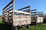 Wooden hay wagon on JD running gear