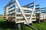 Wooden hay wagon on JD running gear