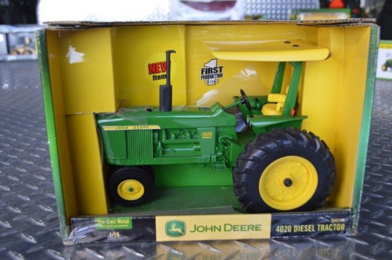 JD 4020 diesel tractor, die-cast metal replica, 1/16 scale, new in box