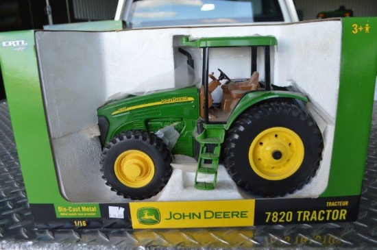 JD 7820 tractor, die-cast metal replica, new in box