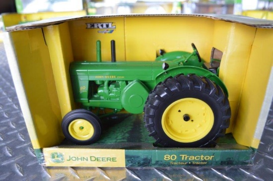 JD 80 tractor, die-cast metal replica, new in box