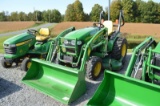 '10 JD 2520 w/ 200CX loader w/ 62'' deck, 590 hrs, 4wd, hyd, pto, 3pt, owners manuel for tractor & l