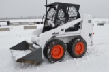 Bobcat 742 w/ 1,100 hrs, aux hyd, 66'' material bucket, hand & foot controls, gas (new hr. meter 63h