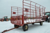 Ez Trail 9'x18' steel, kicker hay wagon on 8 ton running gear