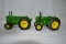 JD AR tractor, & JD D, die cast metal, 1/16 scale (2pc)