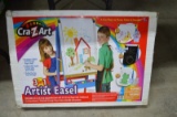 Cra-Z-Art artist easel, comes w/ 25' paper roll, chalk-board surface, & wiipe-off dry erase board, a