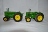 JD AR tractor, & JD D, die cast metal, 1/16 scale (2pc)