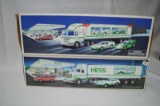 Hess toy truck & racer & Hess 18 wheeler & racer, new in box (2pc)