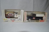 '60 pickup truck bank & '31 Stake truck bank, die-cast metal, new in box