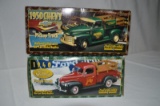 1940 Ford pickup & 1950 Chevy pickup, die-cast metal, new in box