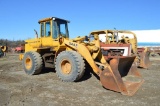 JD 544E wheel loader w/ 25,845 hrs, w/ JRB 8' material bucket w/ bolt on cutting edge, 20.5-25 rubbe