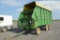 JD 716A forage wagon w/ JD 1275 tandem axle running gear, roof, 3 beater