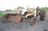 MF 65 diesel tractor w/ Farm Hand loader, 5290hrs, wide front, 14.9-28 rear rubber w/ tire chains, 2