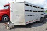 2008 Alum-Line 18' aluminum cattle trailer w/ tandem axle, divider gate, spare tire, VIN# 1A9LB20238