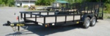 '20 BigTex 70PI 7' x 20' landscape trailer w/4' ramp, side pockets, LED lights, VIN#16VPX2027L301695
