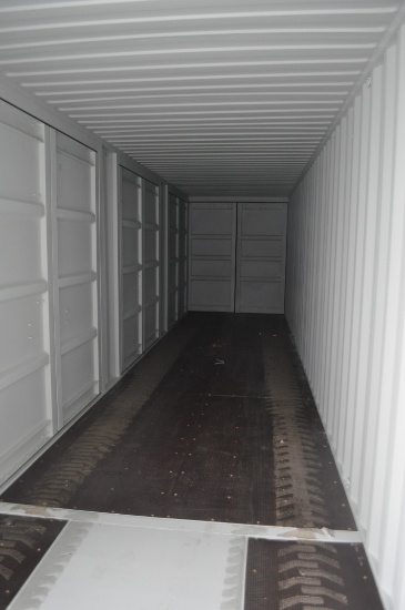 40' Storage unit w/ 4 open side doors and 1 end open door, (new)