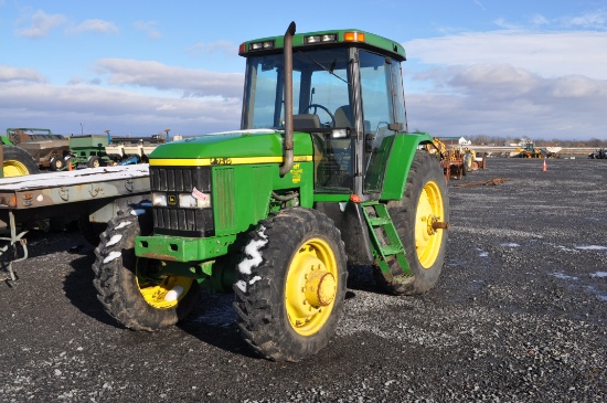 JD 7210 tractor w/ 7,663hrs, power quad, 4wd, 3 remotes, 540/1000pto, 3pt, cab w/ ac/heat, 18.4-38 r