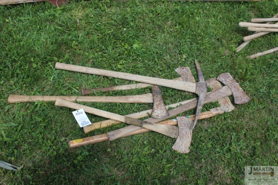 Lot of hand tools w/ axes