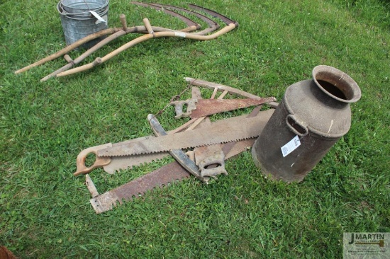 Milk bucket w/ hand saws