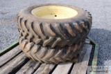 2- Goodyear 18.4R42 JD axle duals w/ 10 bolt rims (off JD 4840)