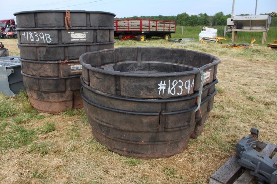 3- Rubbermaid 300gal poly tubs, used (x3)