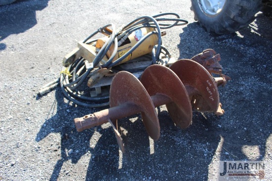 Cambria excavator mount post hole auger w/ 20" bit hex head