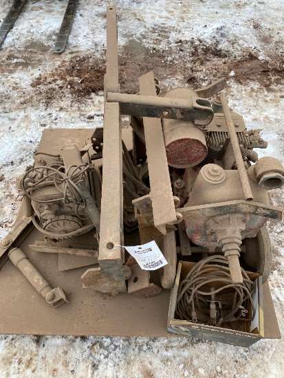 Pallet of trash pumps, hoist & misc