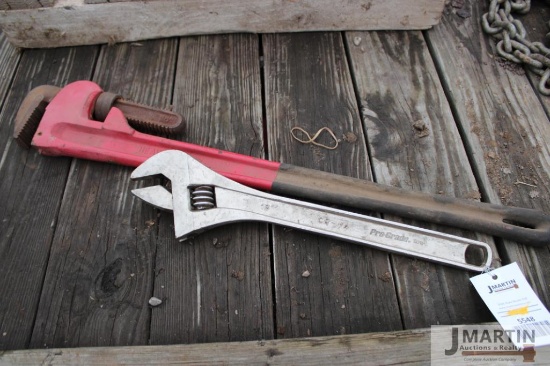 18'' Adj wrench and 36'' pipe wrench