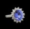 3.37 ctw Tanzanite and Diamond Ring - 14KT White Gold