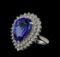 11.90 ctw Tanzanite and Diamond Ring - 14KT White Gold