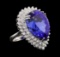 GIA Cert 27.51 ctw Tanzanite and Diamond Ring - 14KT White Gold