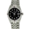 Rolex Mens Stainless Steel 1.20 Ctw Black Diamond And Ruby Datejust Wristwatch