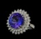 14.78 ctw Tanzanite and Diamond Ring - 14KT White Gold