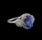 4.25 ctw Tanzanite and Diamond Ring - 14KT White Gold