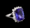 14KT White Gold 13.13 ctw GIA Certified Tanzanite and Diamond Ring