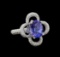 14KT White Gold 5.81 ctw Tanzanite and Diamond Ring