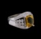 2.85 ctw Citrine and Diamond Ring - 14KT White Gold