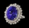 15.33 ctw Tanzanite and Diamond Ring - 14KT White Gold