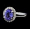 3.11 ctw Tanzanite and Diamond Ring - 14KT White Gold