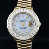 Rolex Ladies 18K Yellow Gold President Mother Of Pearl 2.15 ctw Diamond Wristwat