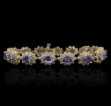 14KT Yellow Gold 9.90 ctw Tanzanite and Diamond Bracelet