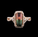 2.04 ctw Bi-Color Tourmaline and Diamond Ring - 14KT Rose Gold