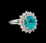 3.03 ctw Apatite and Diamond Ring - 14KT White Gold