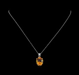 Crayola 8.80 ctw Citrine Pendant With Chain - 14K White Gold